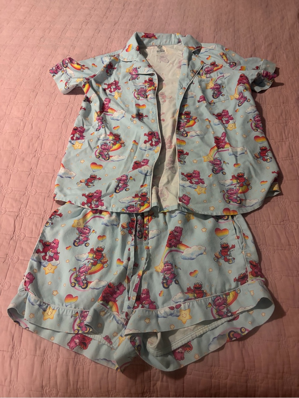 Posh peanut Care Bears Elmo women’s 2pc short pajama set medium